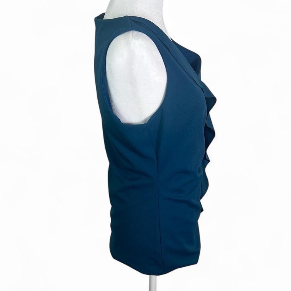 White House Black Market Blue Ruffled Sleeveless Blouse Size Small - Picture 5 of 8